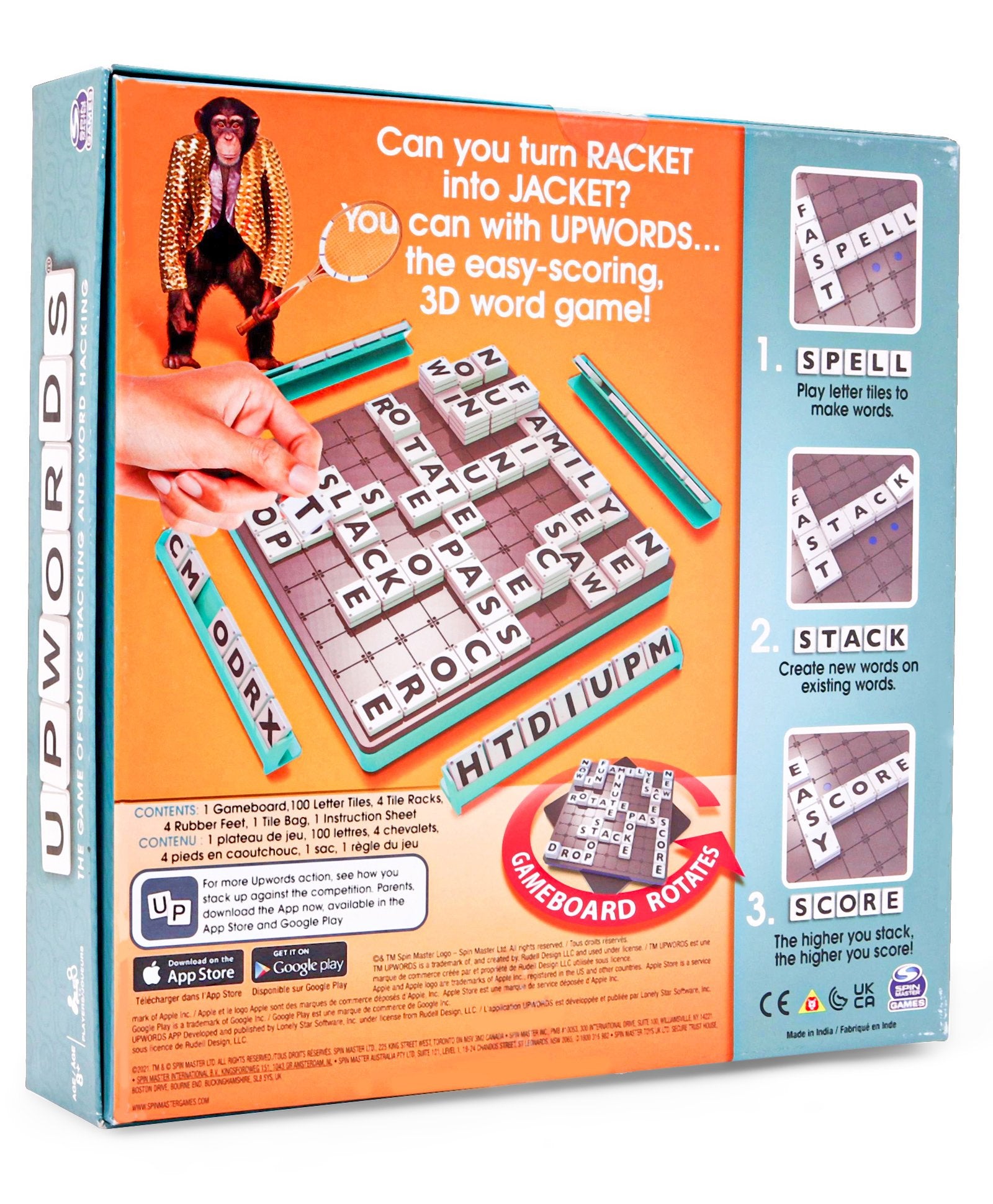 Spin Master Upwords Word Game with Stackable Letter Tiles - Multicolor