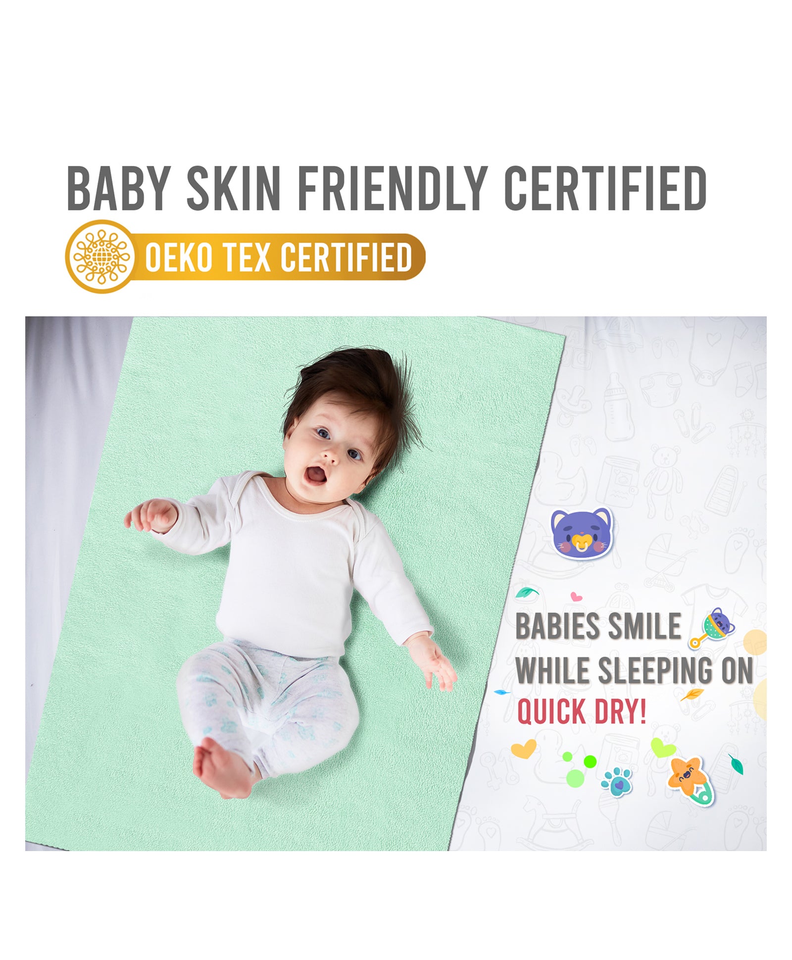 Quick Dry Baby Bed Protector - Random Color