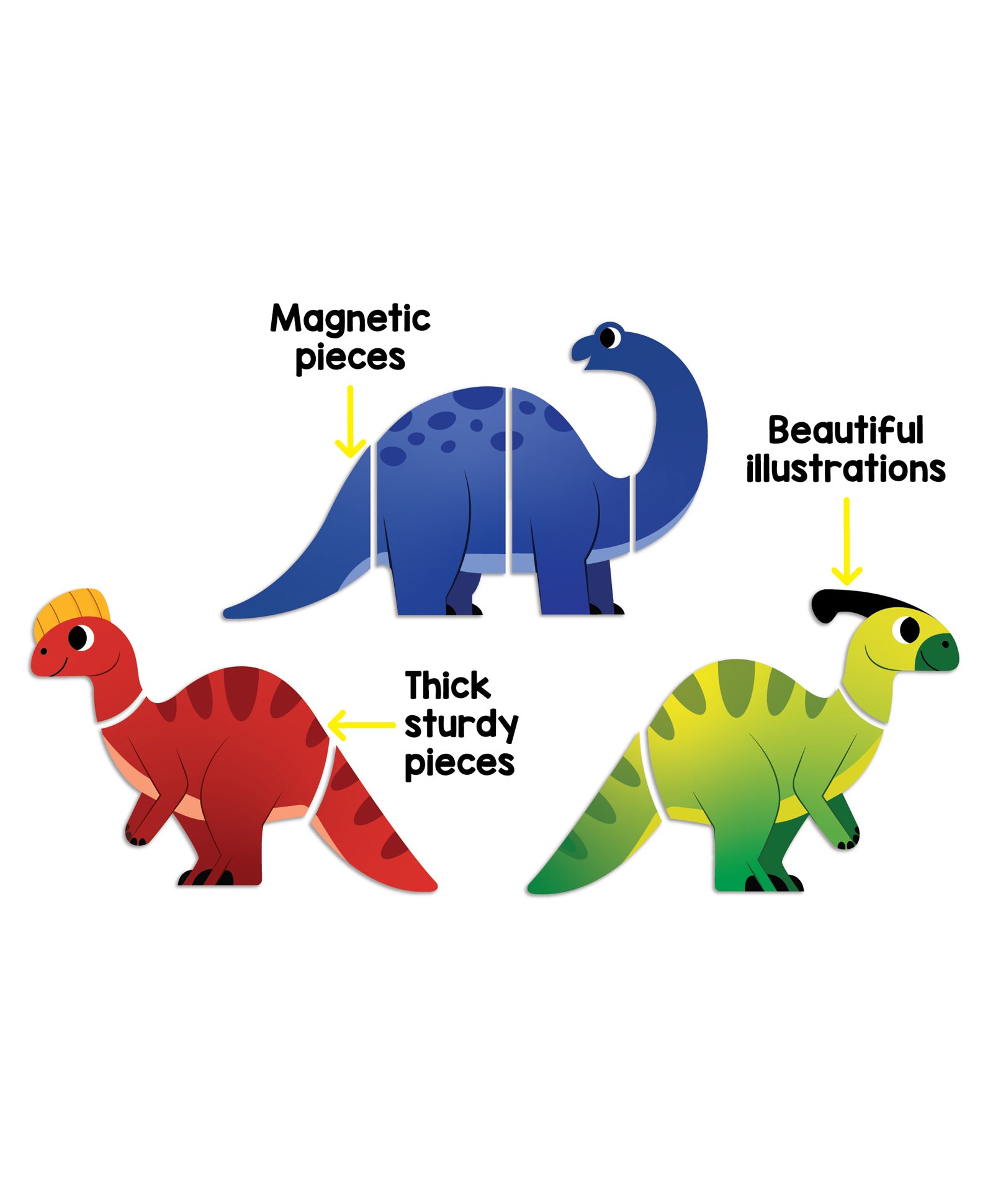 Play Panda Magnetic Puzzles Dinosaurs Write & Wipe Magnetic Board Puzzle - Multicolor
