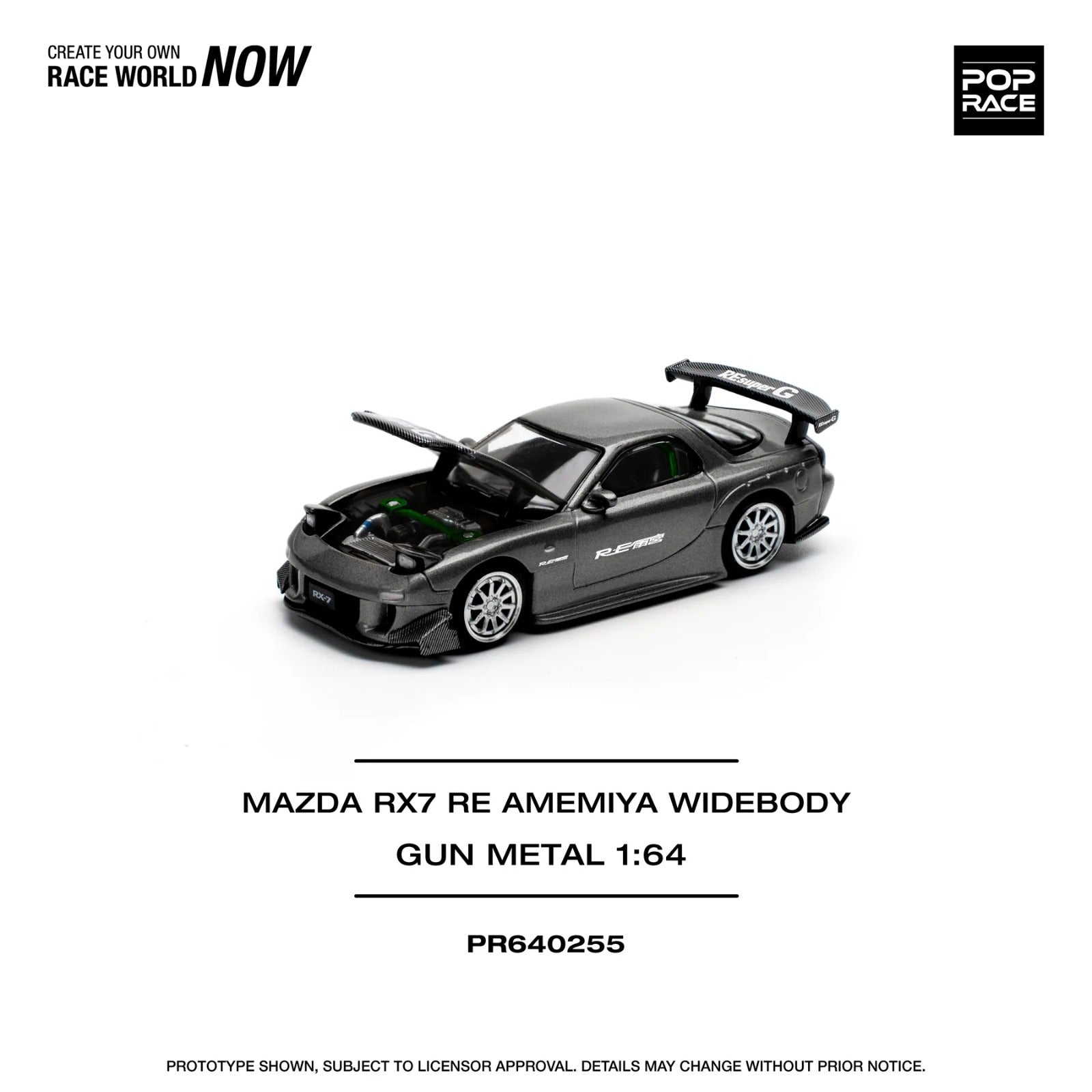 Pop Race - MAZDA RX-7 RE-Amemiya - Gun Metal - 1:64 Scale - PR640255