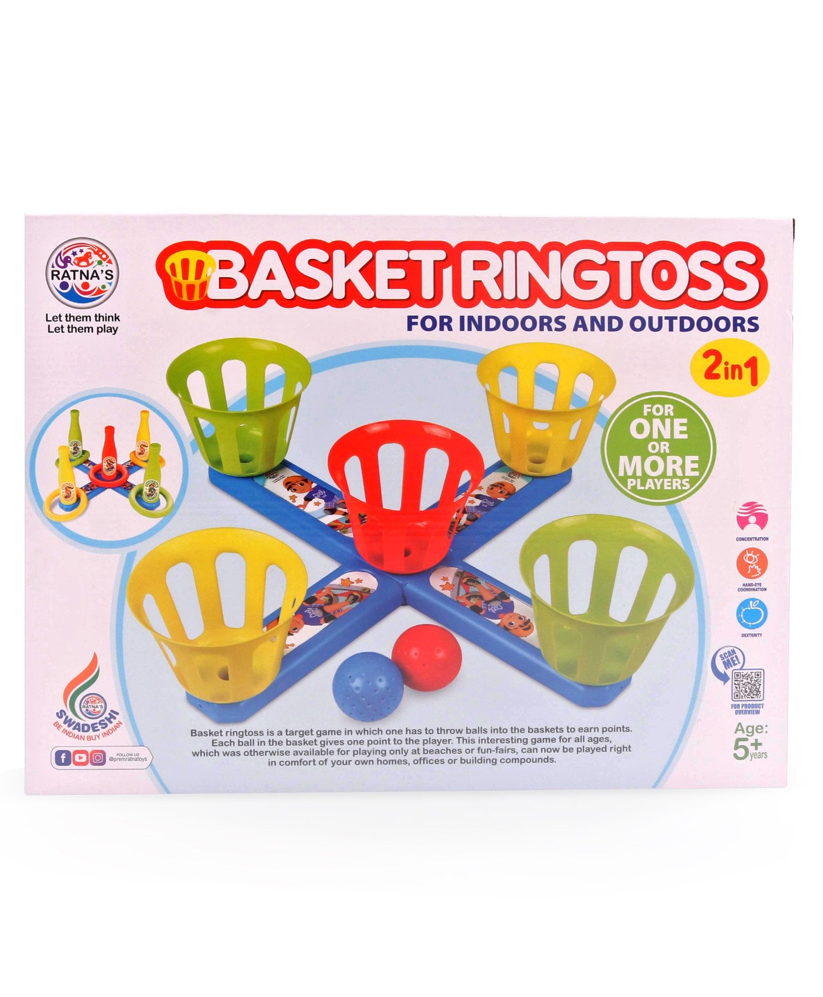 Ratnas Basket Ringtoss 2 In 1 set for kids - Multicolor