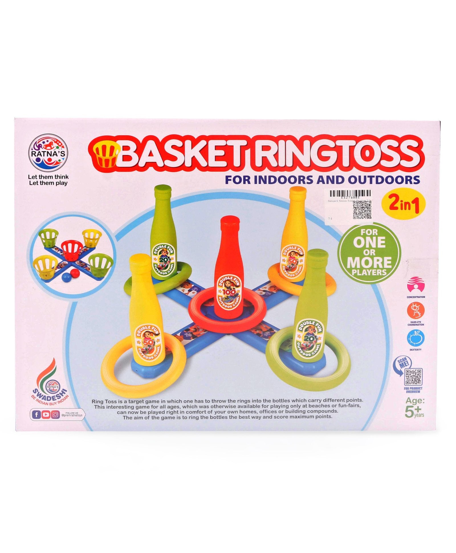 Ratnas Basket Ringtoss 2 In 1 set for kids - Multicolor