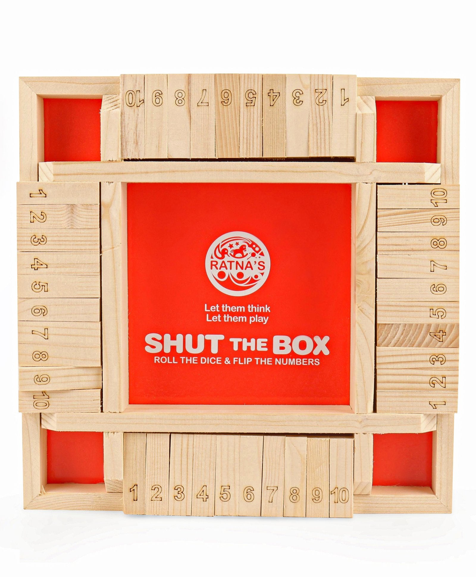 Ratnas Shut The Box Wooden Dice Game - Beige