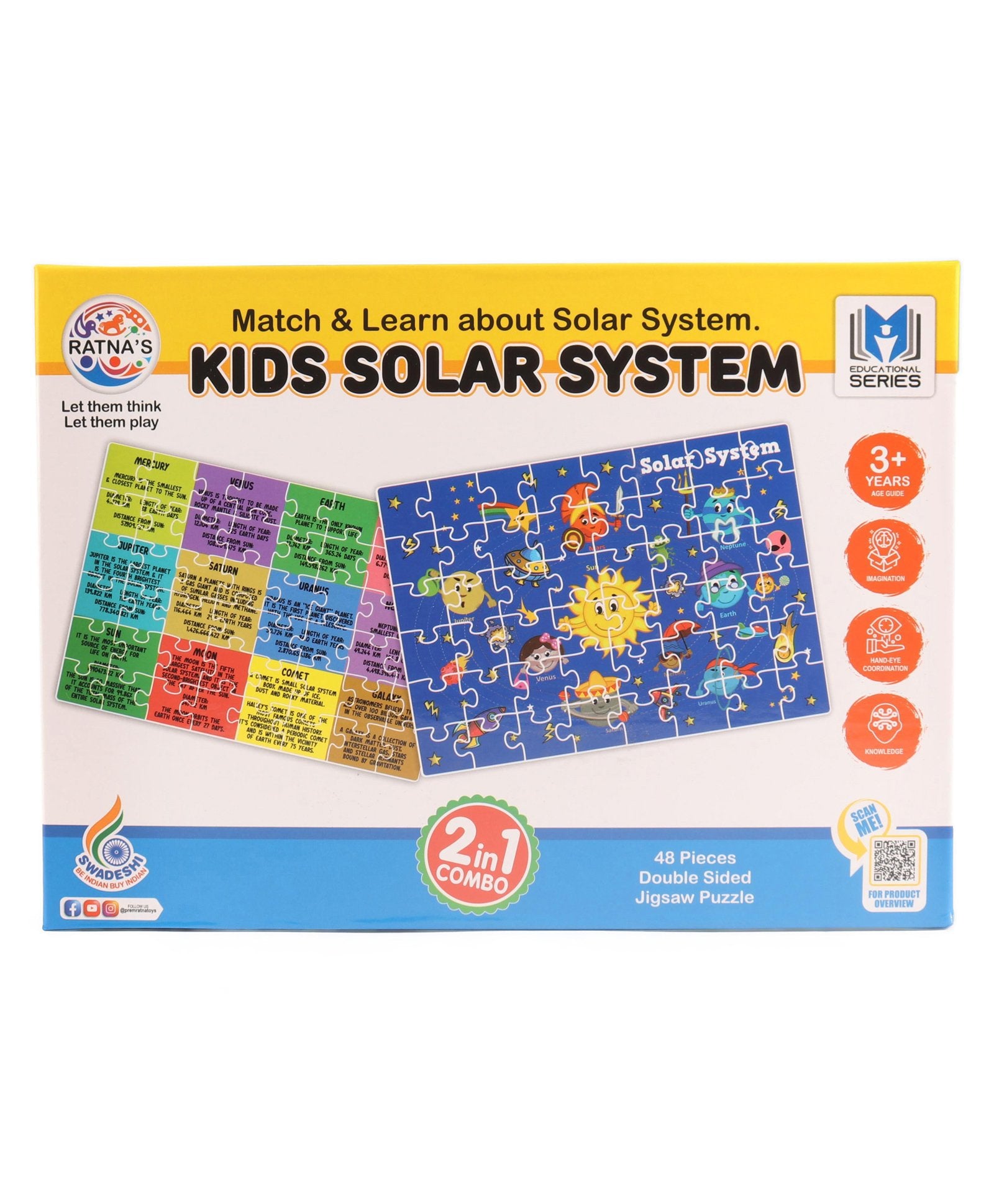 Ratnas Match and Learn Kids Solar System Jigsaw Puzzle- 48 Pieces