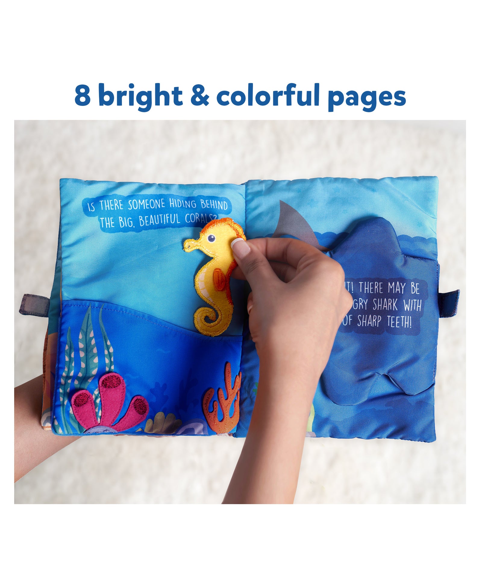 Skillmatics Peek A Boo I See You Underwater Animal Theme Interactive Soft Cloth Book - Blue