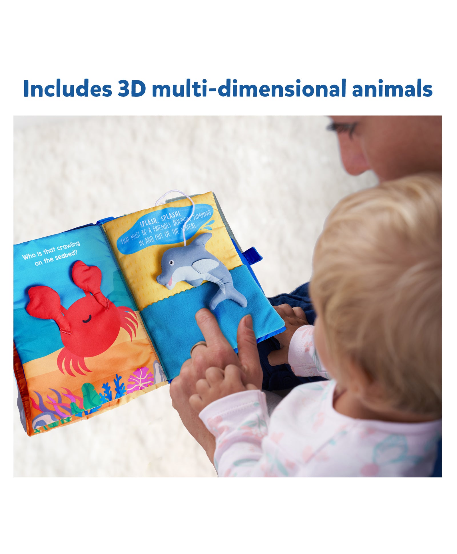 Skillmatics Peek A Boo I See You Underwater Animal Theme Interactive Soft Cloth Book - Blue