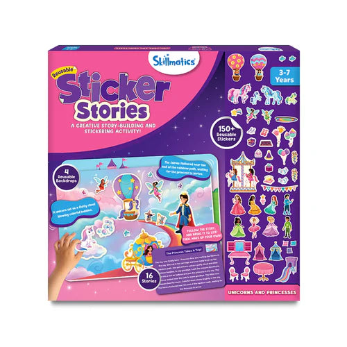 Skillmatics Sticker Stories - Unicorns & Princesses | Creative Storytelling Kit (ages 3-7)