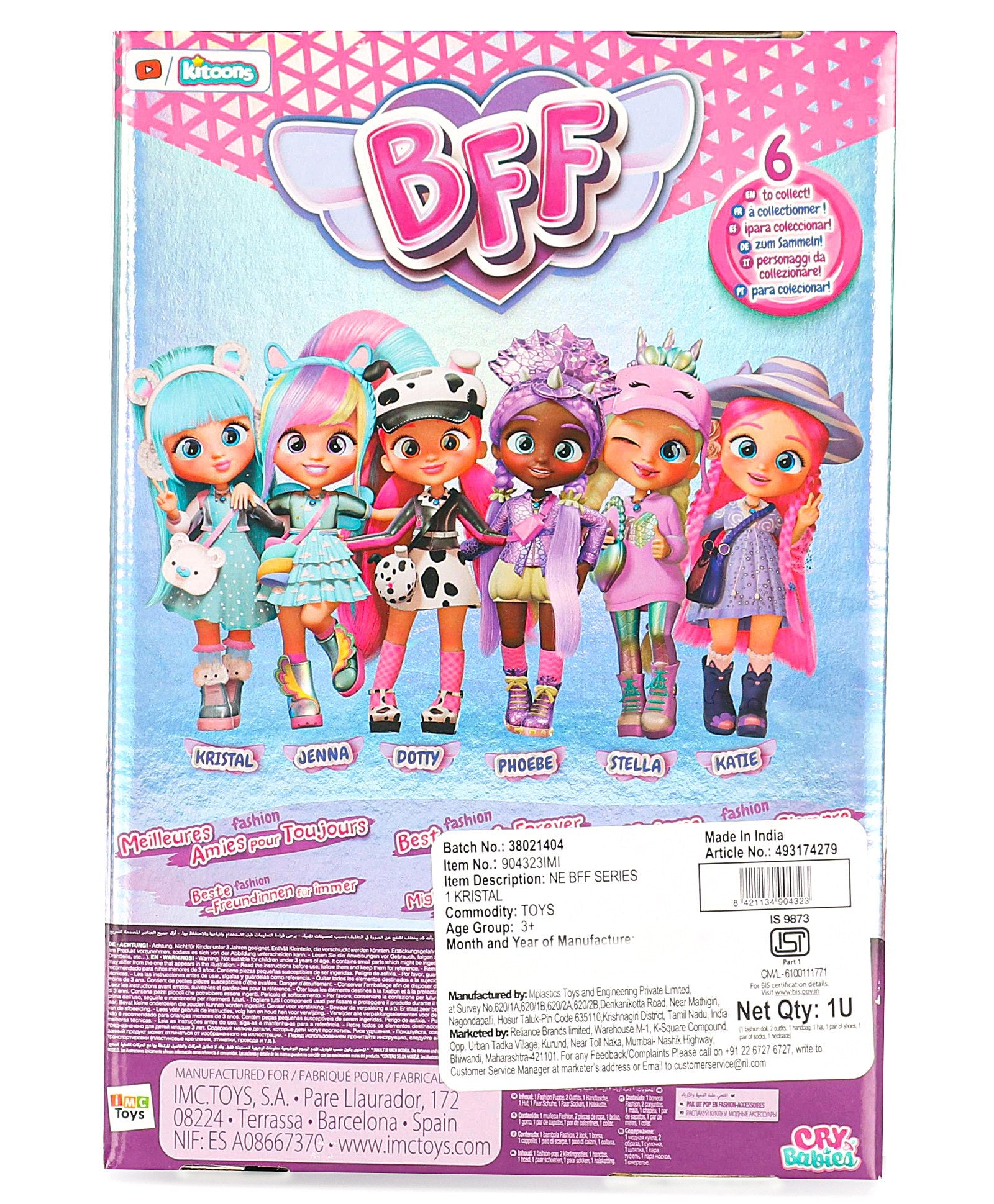 Cry Babies BFF Series 1 Katie Fashion Doll Multicolor –