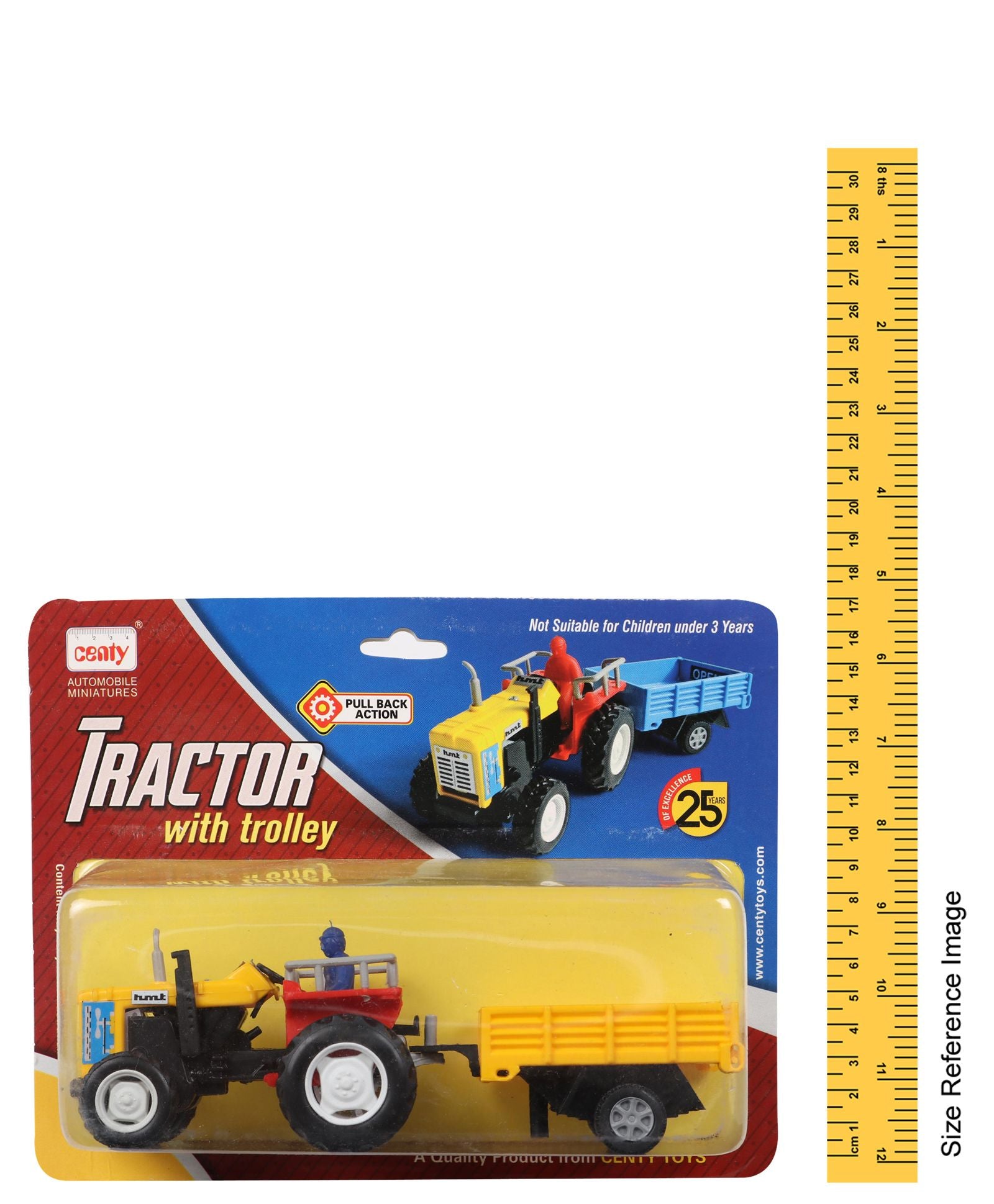 Centy Pullback Toy Tractor With Trolley (Color May Vary)
