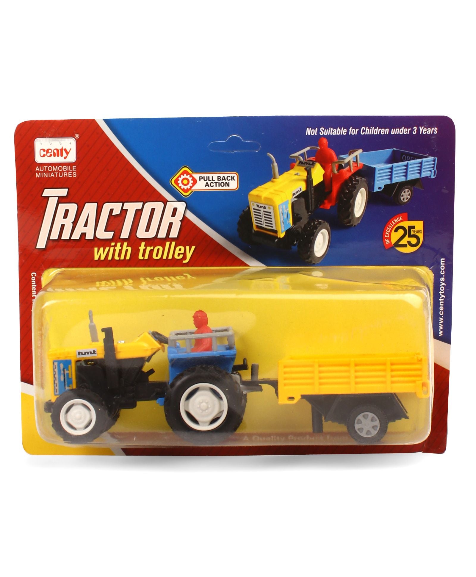 Centy Pullback Toy Tractor With Trolley (Color May Vary)