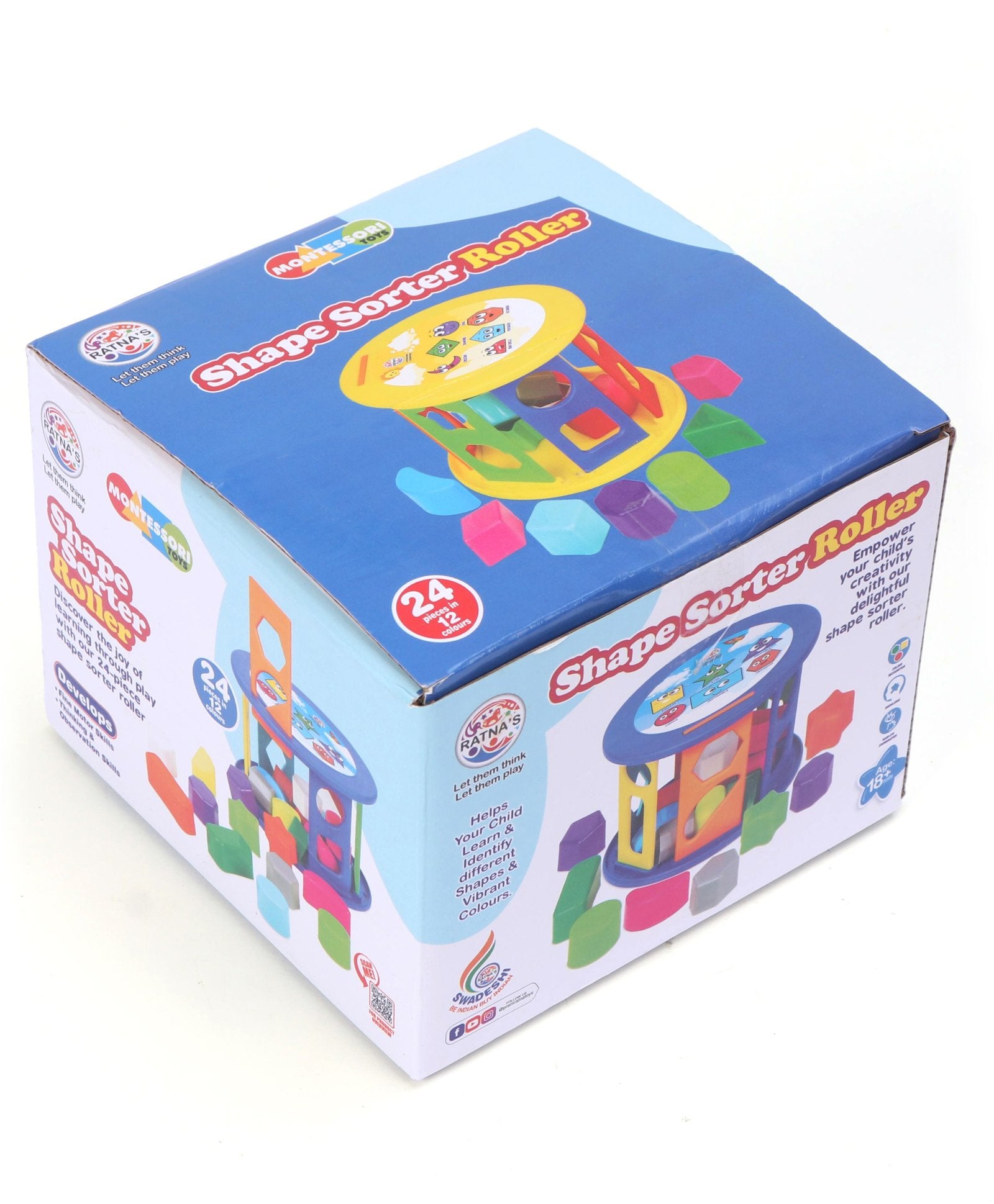 Ratnas Shape Sorter Roller 24 Pieces - Multicolour