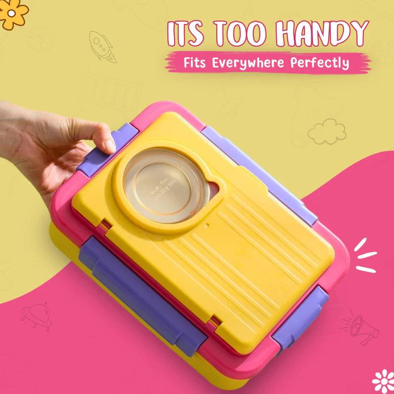 Trendy Space Capsule Lunch Box with 8 Compartment (Yellow Colour)