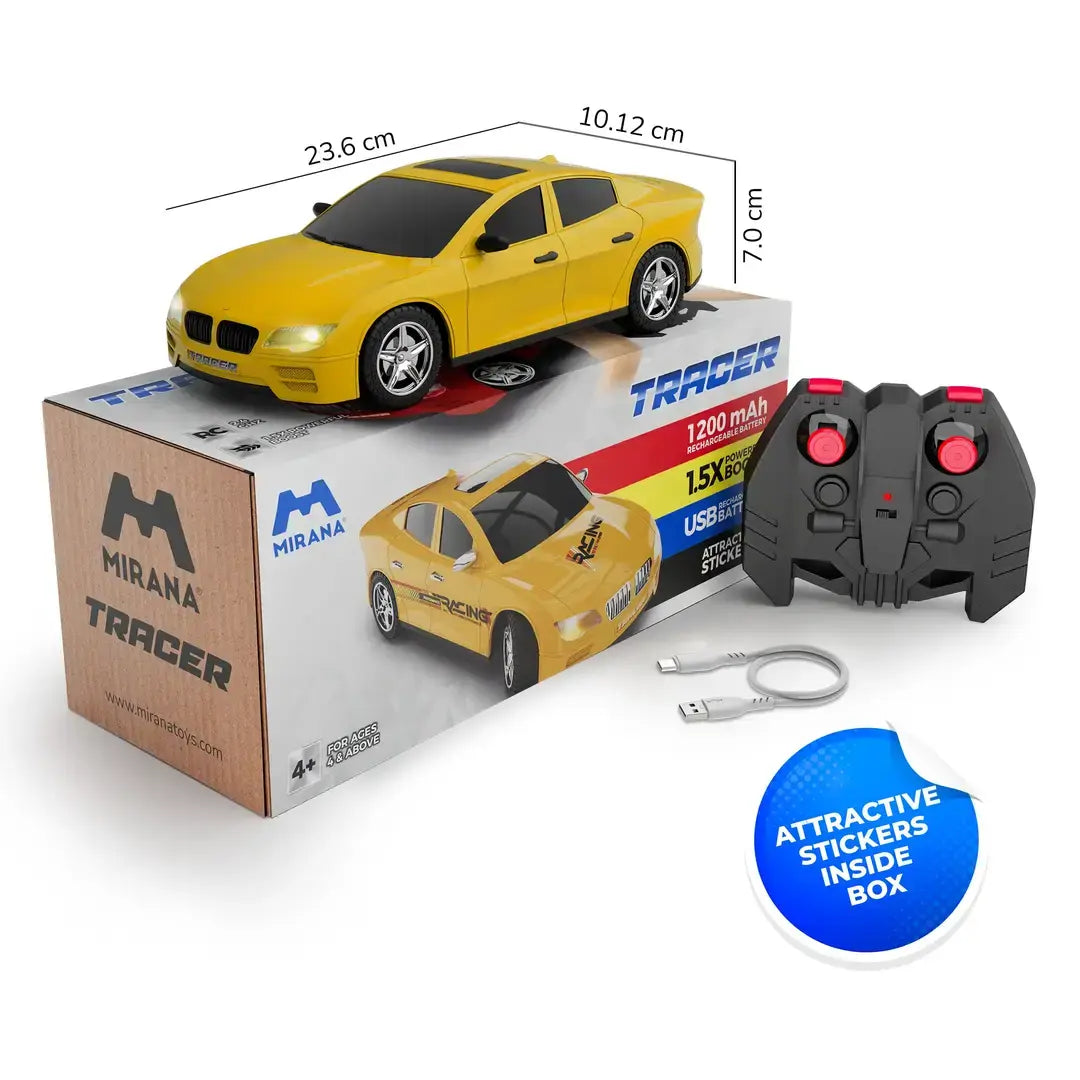 Mirana Tracer | High-Speed Racing RC Car | Rechargeable with Nitro Boost | Remote Control Toy for Kids | Made in India