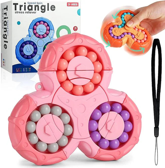 Cots and Cuddles 2-in-1 Triangle Rotating Puzzle & Spinner Magic Bean Fingertip Toy (Random Colour)