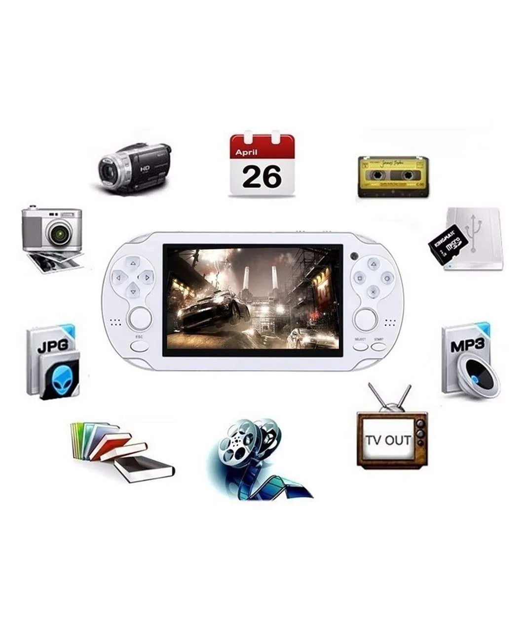 Handheld Game Console - Games, Video Support, Music Play, 4.3 Inch Display, SD Card Slot, Camera | Best Gaming Console for Kid - Assorted Color & Design