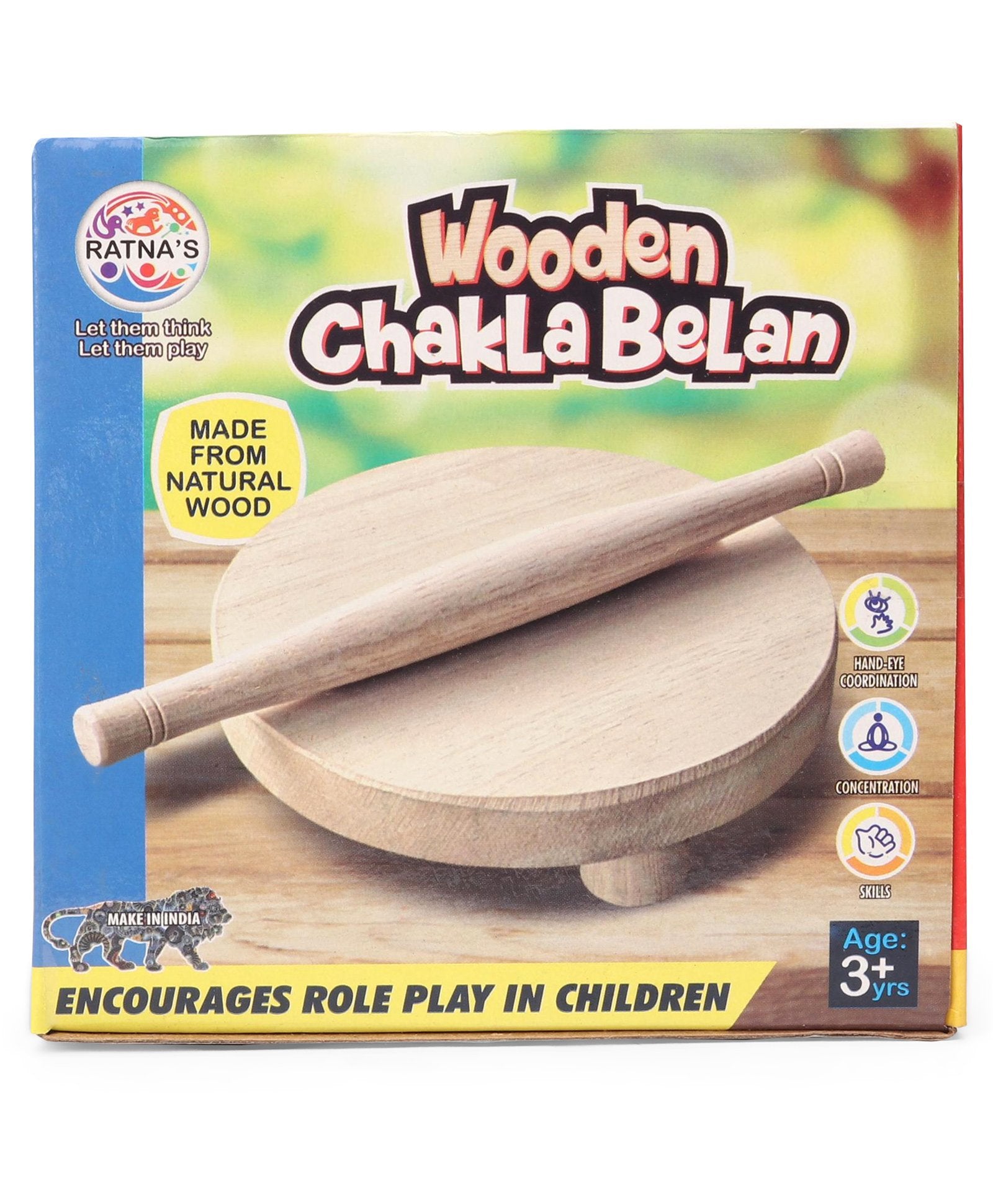 Ratnas Wooden Chakla Belan - Multicolor