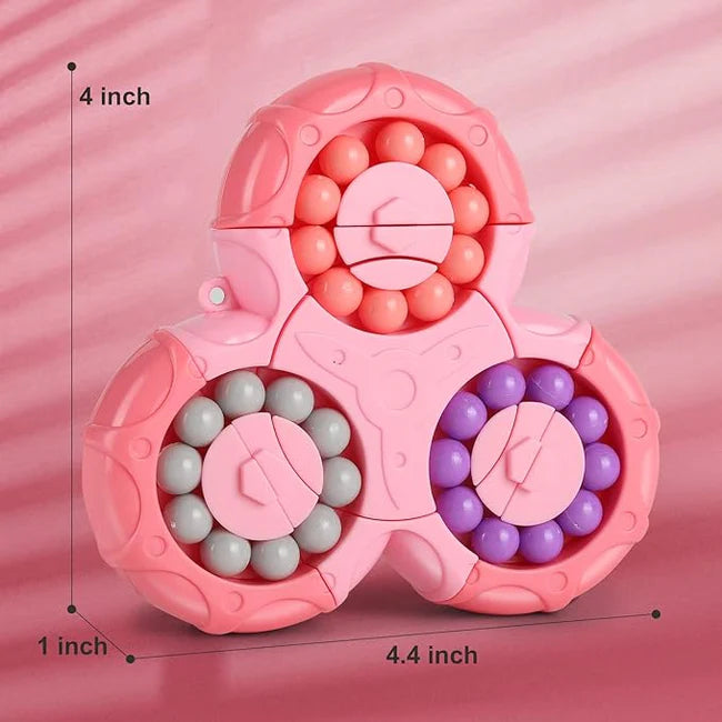 Cots and Cuddles 2-in-1 Triangle Rotating Puzzle & Spinner Magic Bean Fingertip Toy (Random Colour)