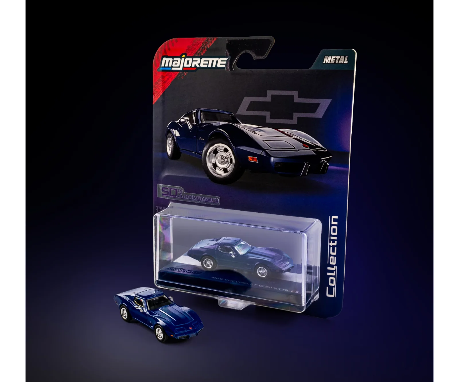 Majorette - Collector Edition - CHEVROLET CORVETTE C3 BLUE - Pack of 1 Cars - Wave 7