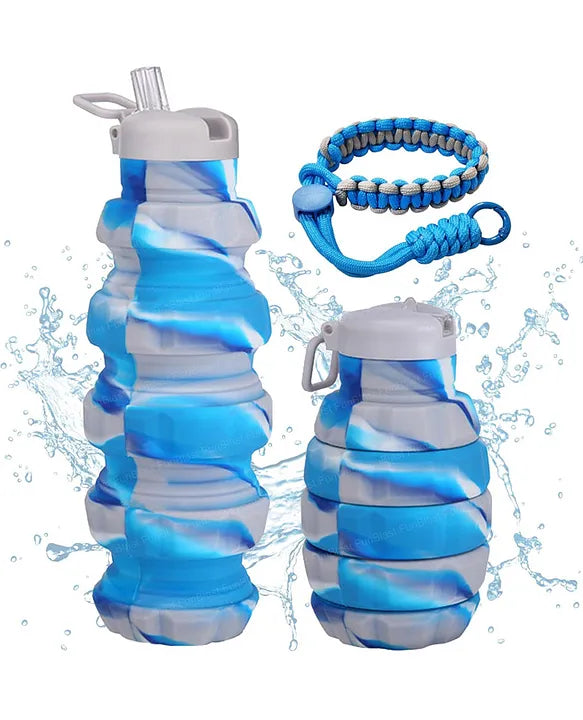 Water Bottle BPA Free 500 ml Grenade Foldable Water Bottle Silicone Food Safe Bicycle Bottle Reusable Bottle for Fitness, Bike, Sports, and Outdoor Activities