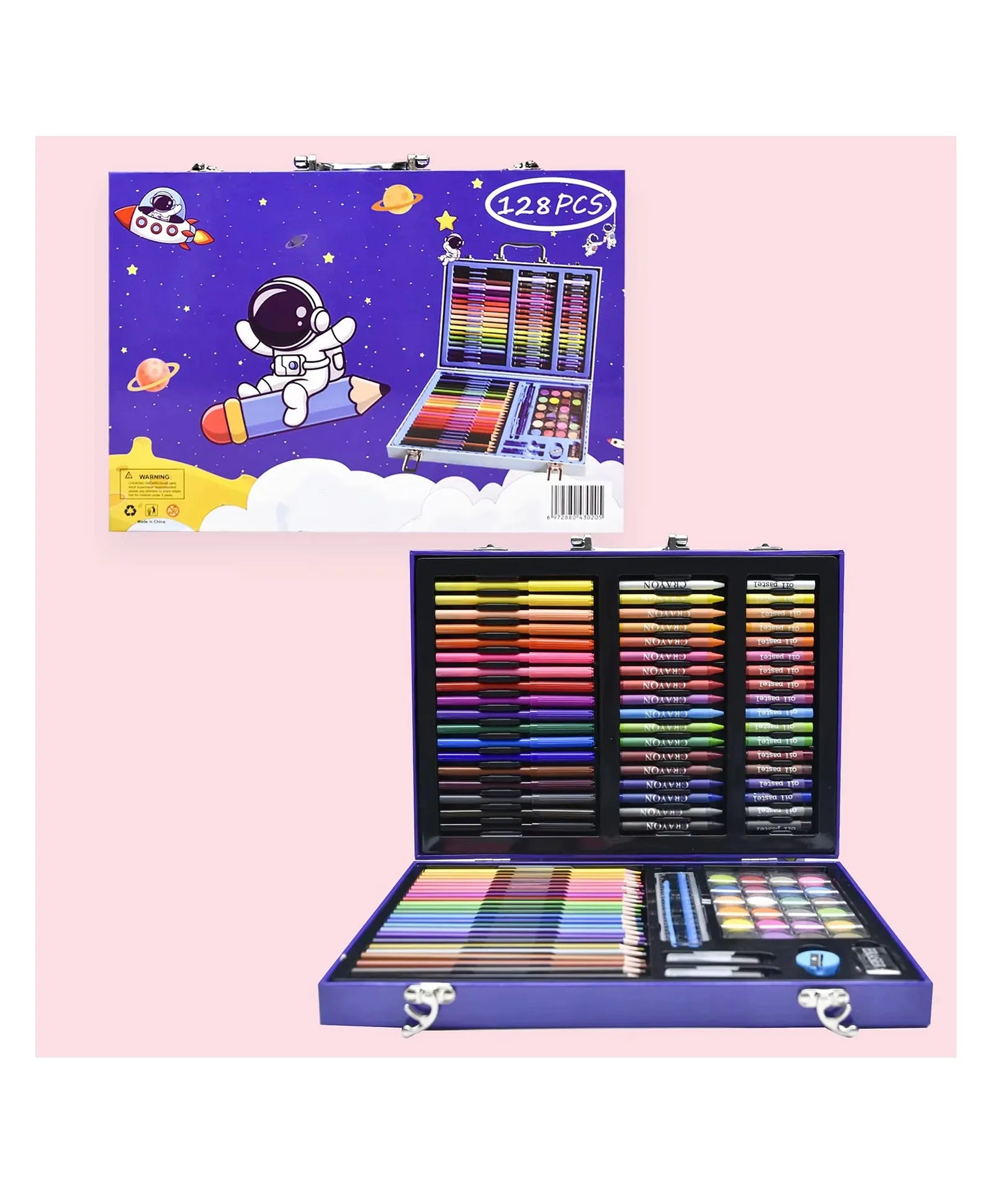 Color Box with Coloring Kit, Drawing Color Pencils, Water Colors, Oil Pastel etc - Assorted Color