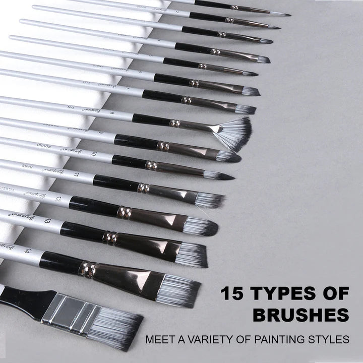 Artist Paint Brushes Set Watercolor Acrylic Oil Painting Sponge Brush - 19Pcs - Multicolor