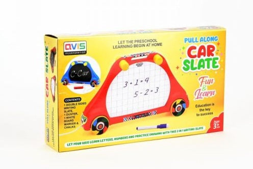 Ratnas 2-In-1 Pull-Along Car Double Sided Slate With Accessories - Multicolor - Assorted