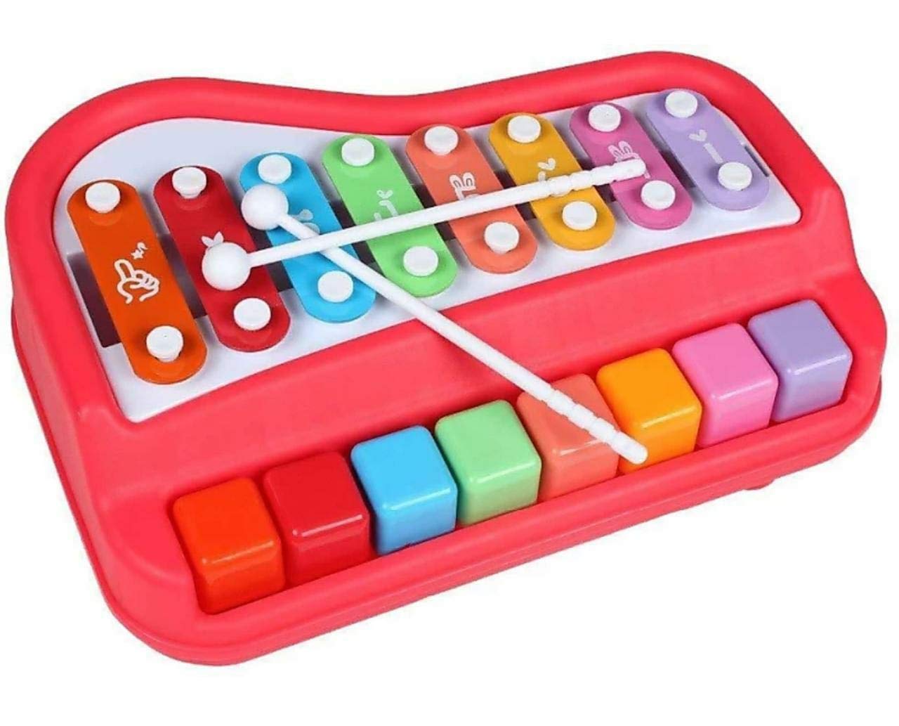 2 in 1 Musical Melody & Educational Piano Xylophone Musical Instruments with 8 Keys Big Size (Multicolor)