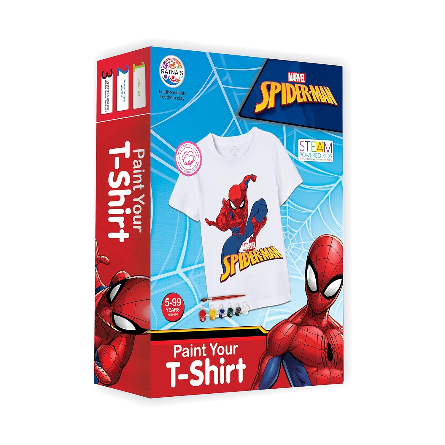 Ratnas Paint Your T-Shirt Spiderman Theme Diy Kit for Unisex Kids - Multicolor