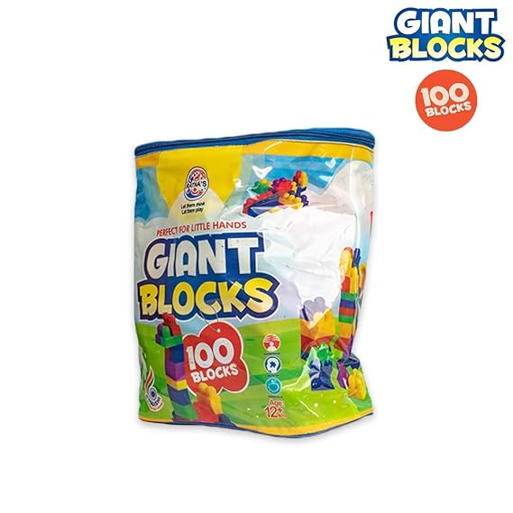 Ratnas Giant Blocks Toy - 100 Pieces - Multicolor