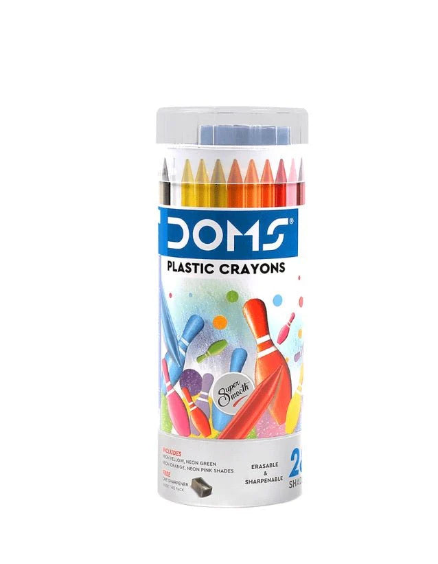 Doms Plastic Crayons - 28 Shades Crayons - Multi color - Pack of 3 Pcs