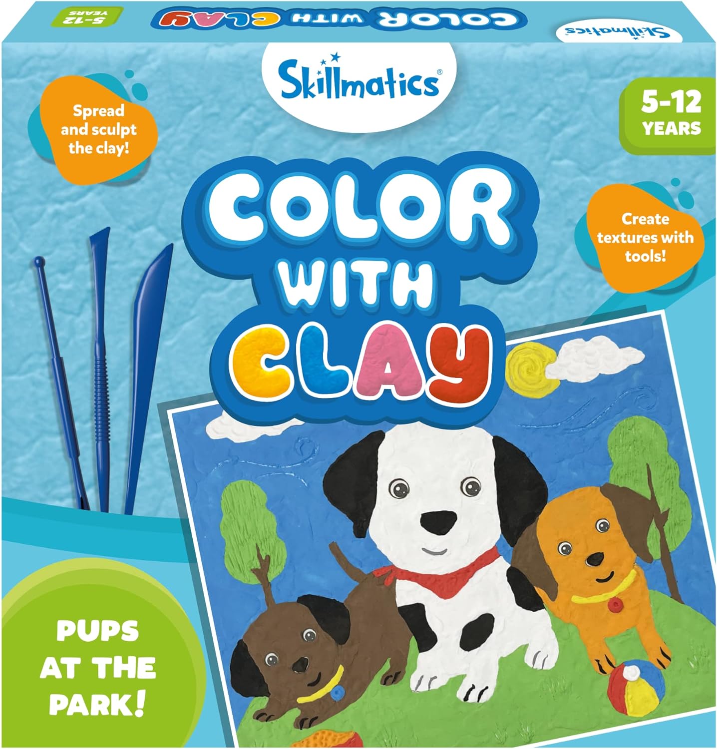 Skillmatics Art & Craft Kit - Color with Clay, No Mess Art, Create a Clay Canvas of Pups at The Park