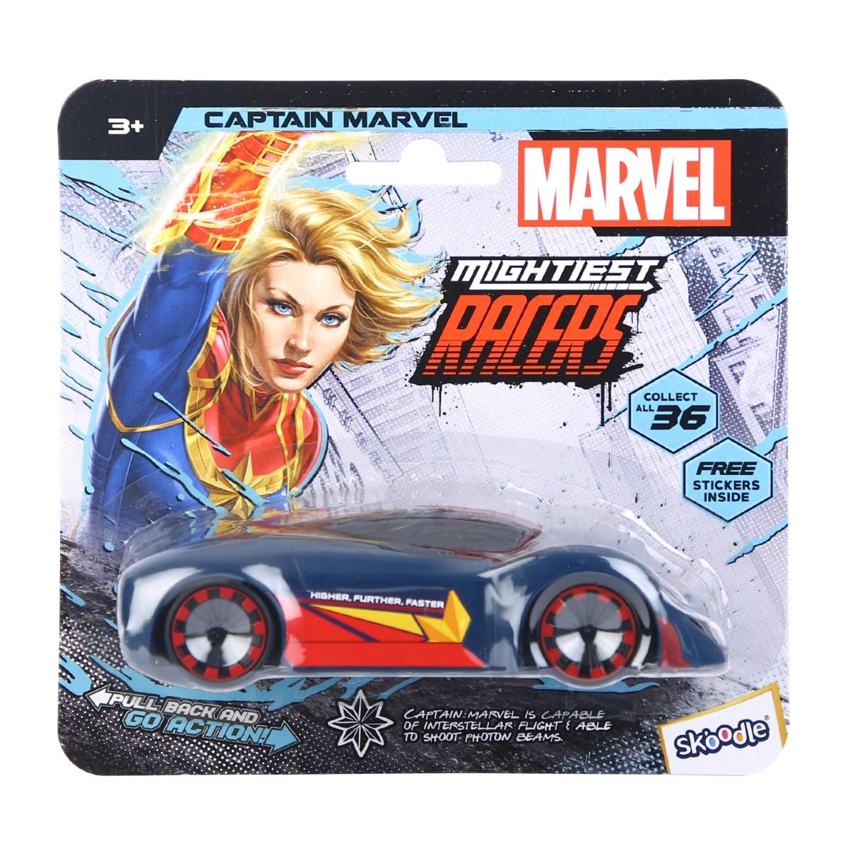 Skoodle Marvel PullBack Hyper Car Captain Marvel (CM) Kidsinfy.in