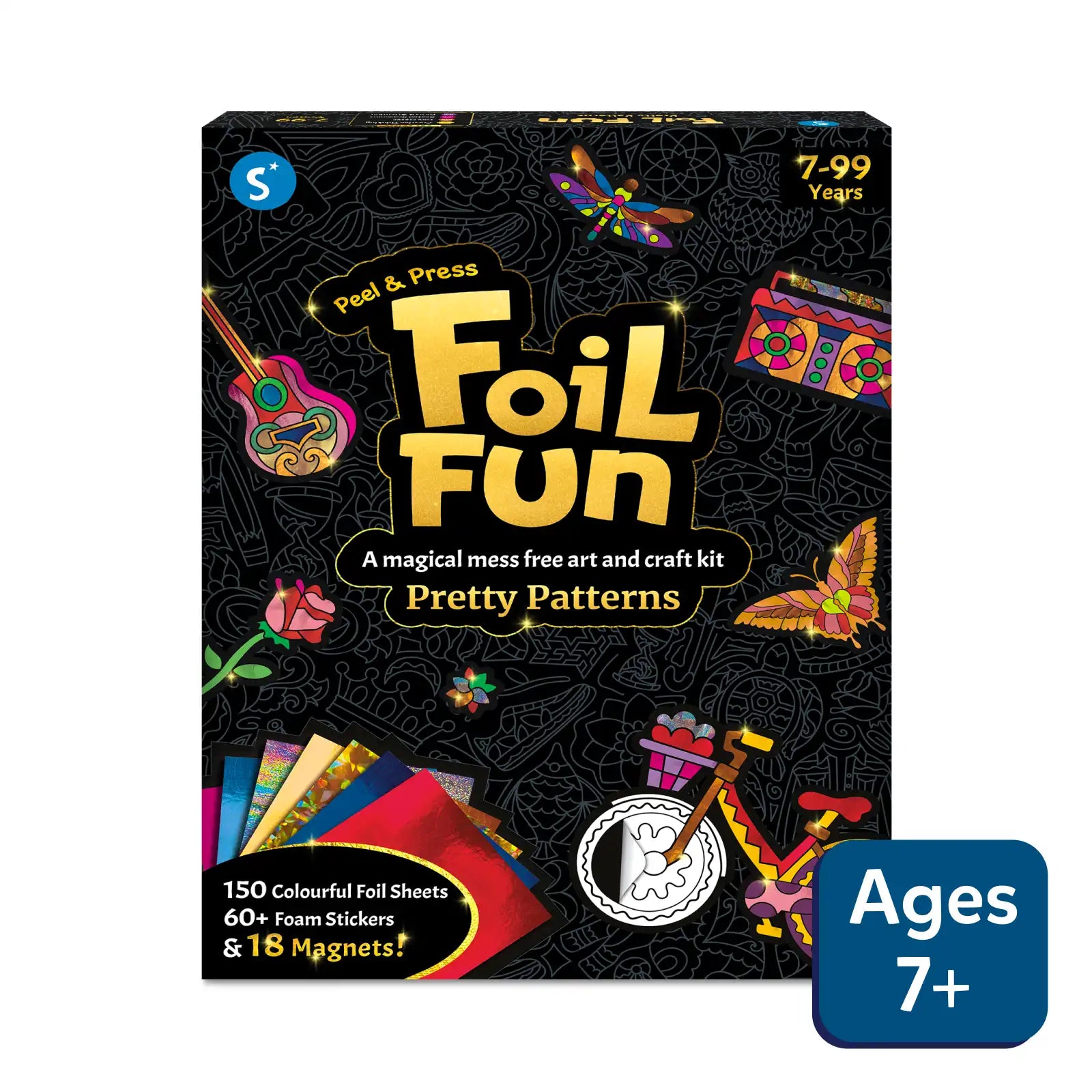 Skillmatics Foil Fun Foil Fun Pretty Patterns | No Mess Art Kit | Ages 7+| Multicolor