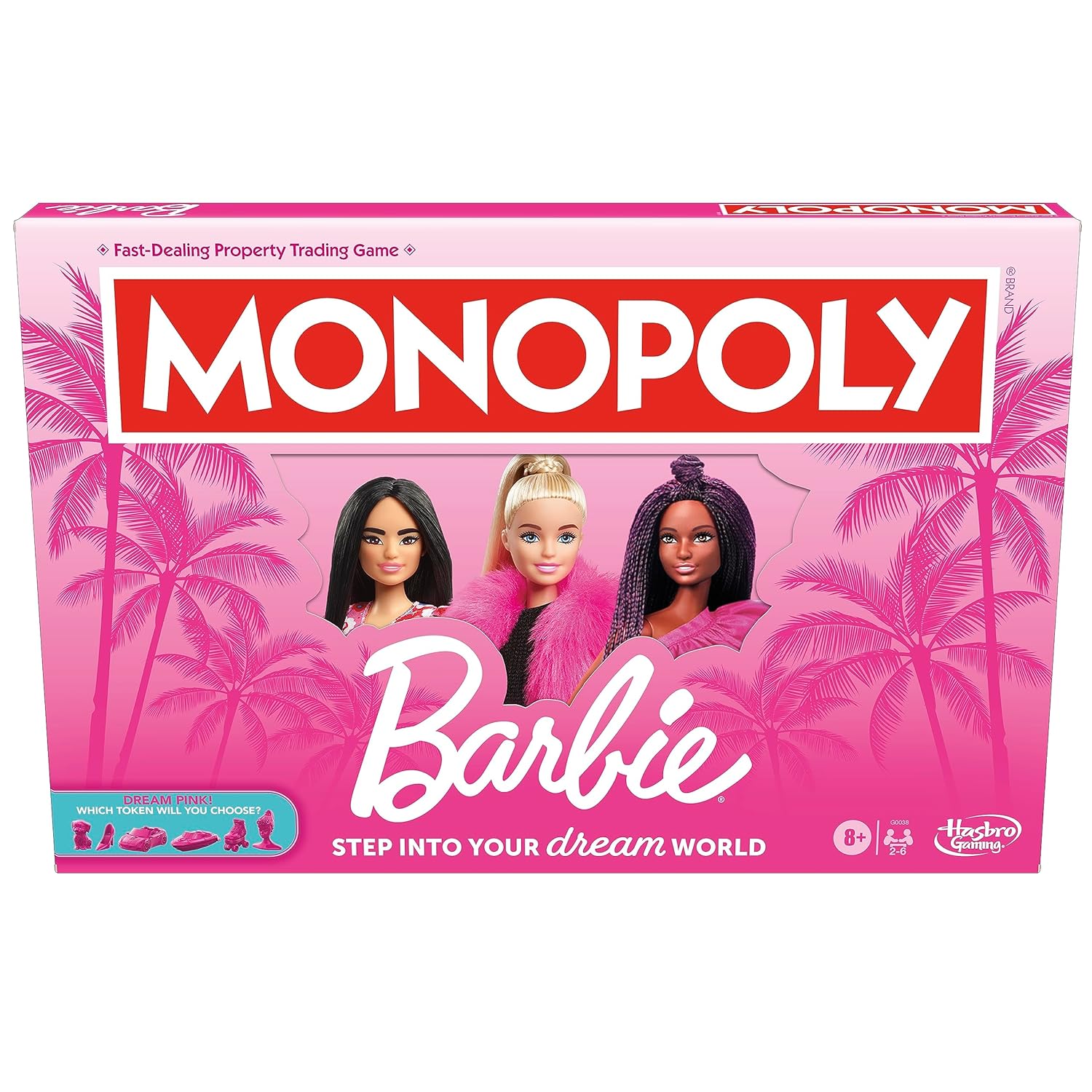 MONOPOLY: Barbie Edition Board Game, 2-6 Players, Fun Family Games for Kids and Adults - Pink