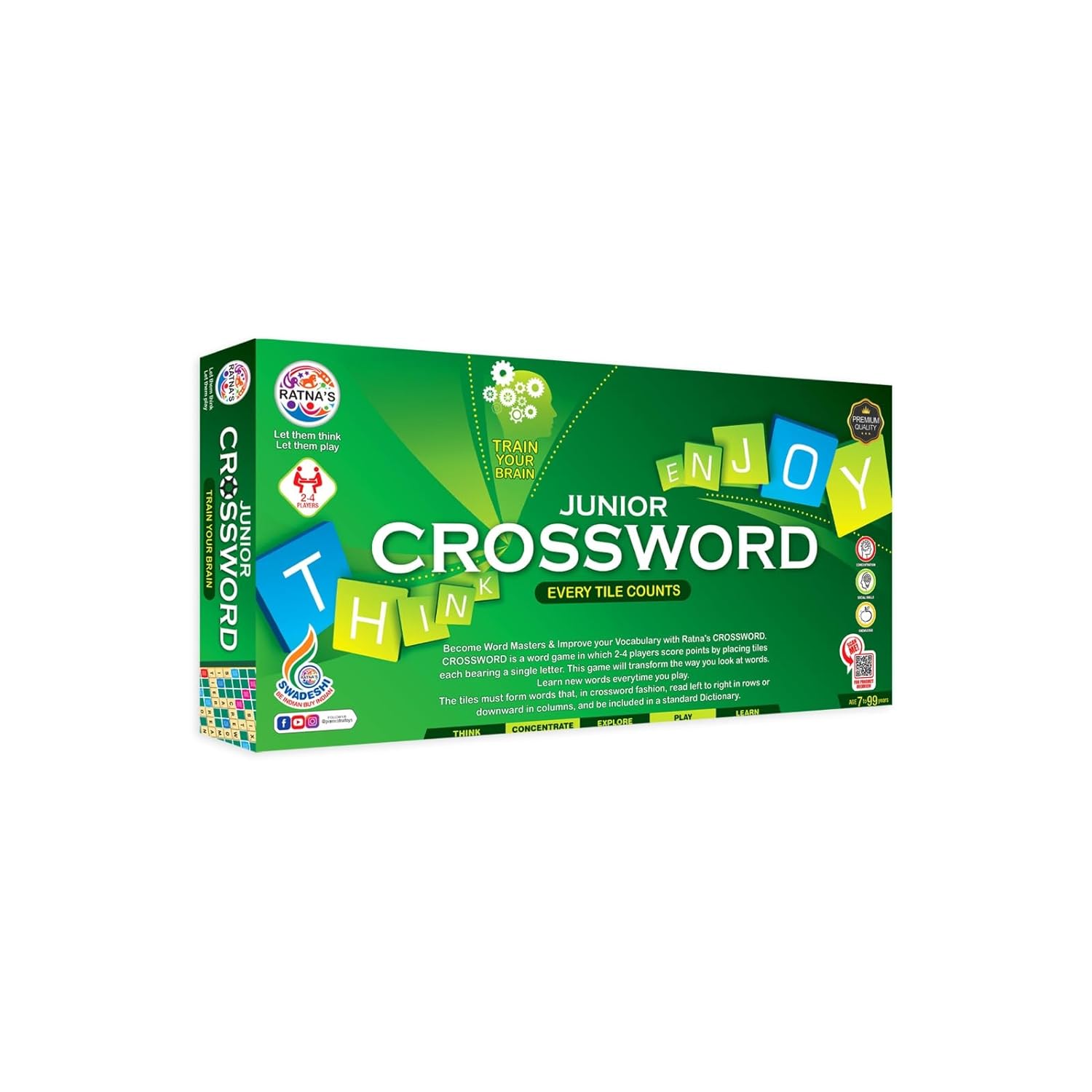 Ratna's Junior Crossword Every Tile Counts - Multicolor