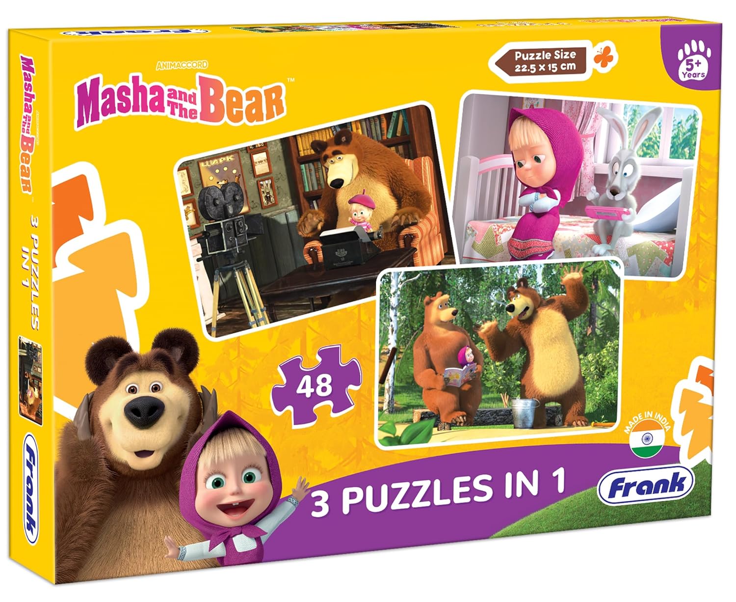 Frank Masha and The Bear Puzzles - 48 Pieces 3 in 1 Jigsaw Puzzles for ...