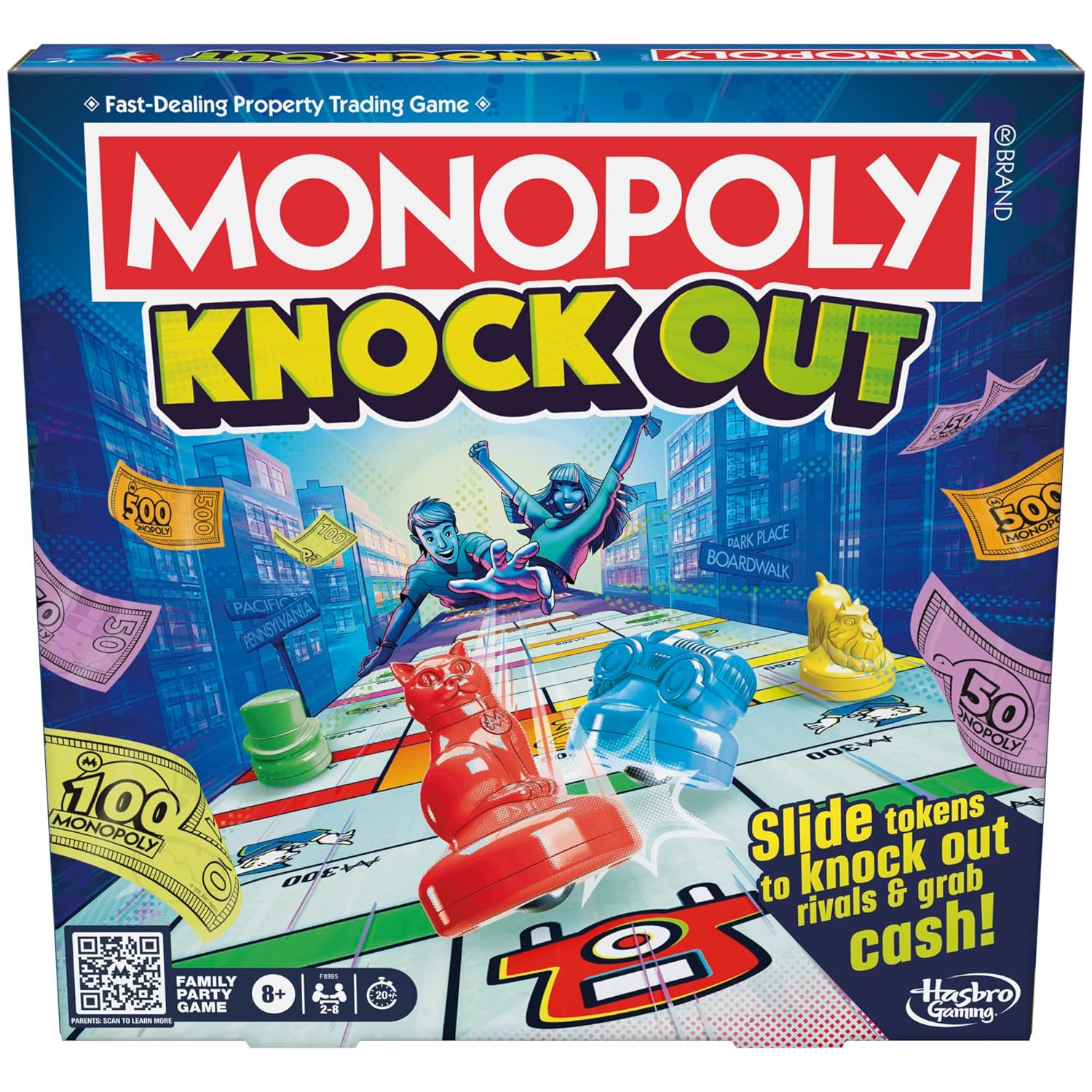 Monopoly Knockout Family Party Game for Kids, Teens, and Adults |  Quick-Playing Board Games