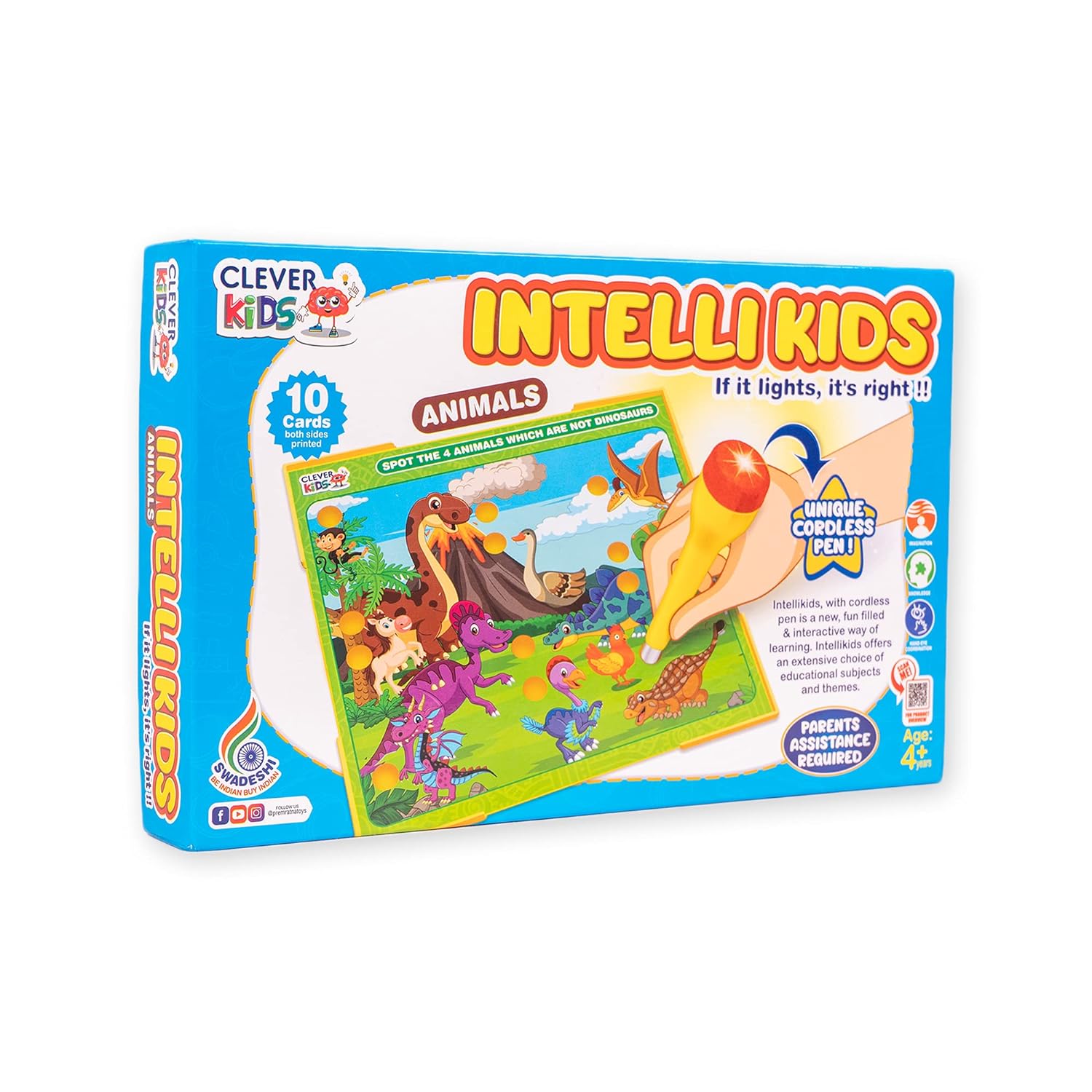 Intellikids Animals A Perfect Electro Game 10 Double Sided Printed Cards - Multicolor