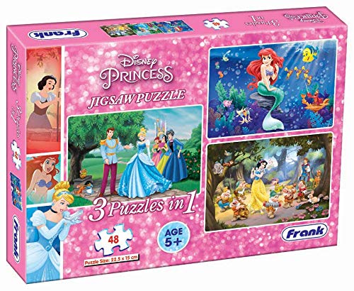 Frank Disney Princess Puzzles - 48 Pieces 3 in 1 Jigsaw Puzzles for Kids - Multicolor