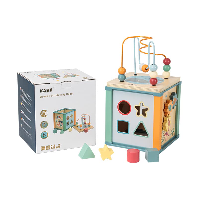 Ocean 5 in 1 Activity Cube Wooden Bead Treasure Box and Beads Toys Multicolor Kidsinfy.in