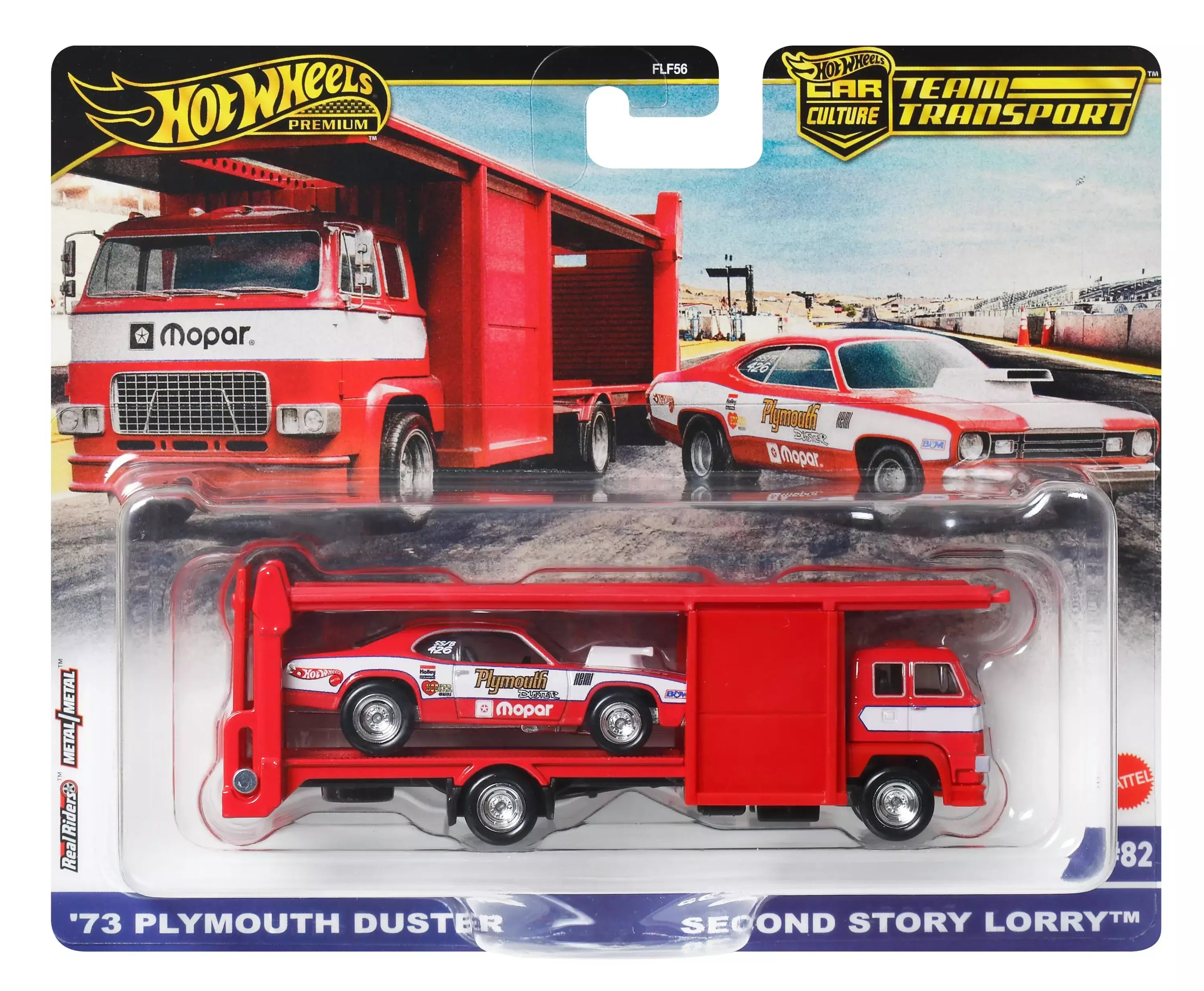 Hot Wheels Premium - Team Transport Combo Pack of 2 Models and Component Car - 73 Honda Civic Custom & Aero Lift | 73 Plymouth Duster & Second Story Lorry | FLF56