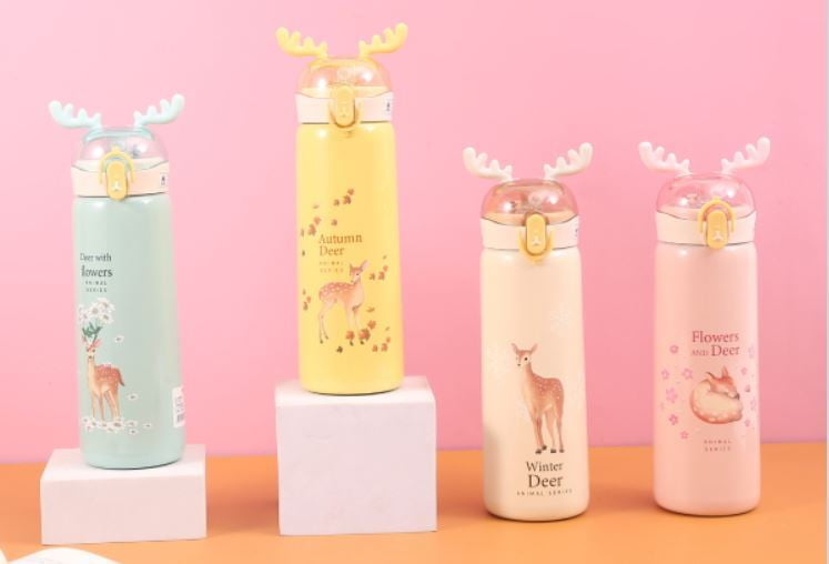 Dear Deer Stainless Steel Vacuum Bottle Hot & Cold Thermos Flask Bottle - 440 ML