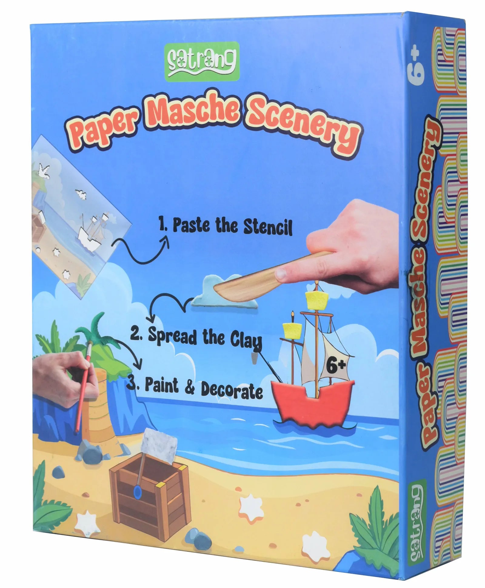 Folks Work Satrang Paper Mache Scenery | Multicolor