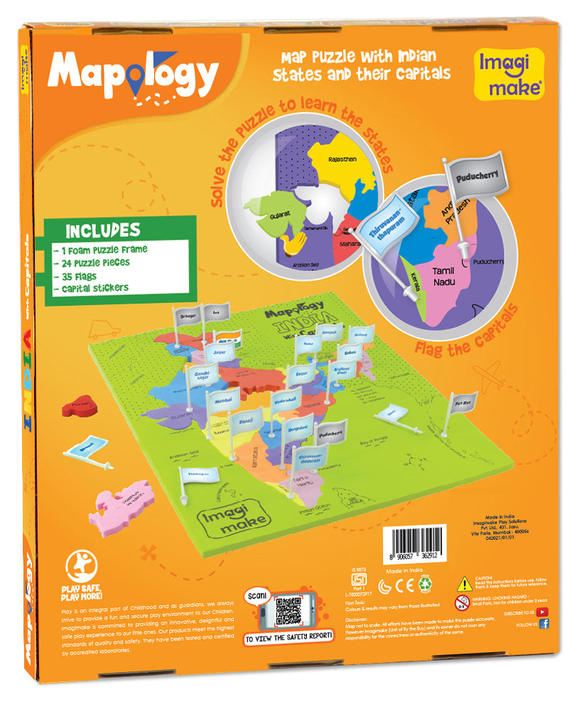 Imagimake Mapology India with State Capitals - 25-Piece Jigsaw Puzzle: Educational Learning Aid for Boys and Girls