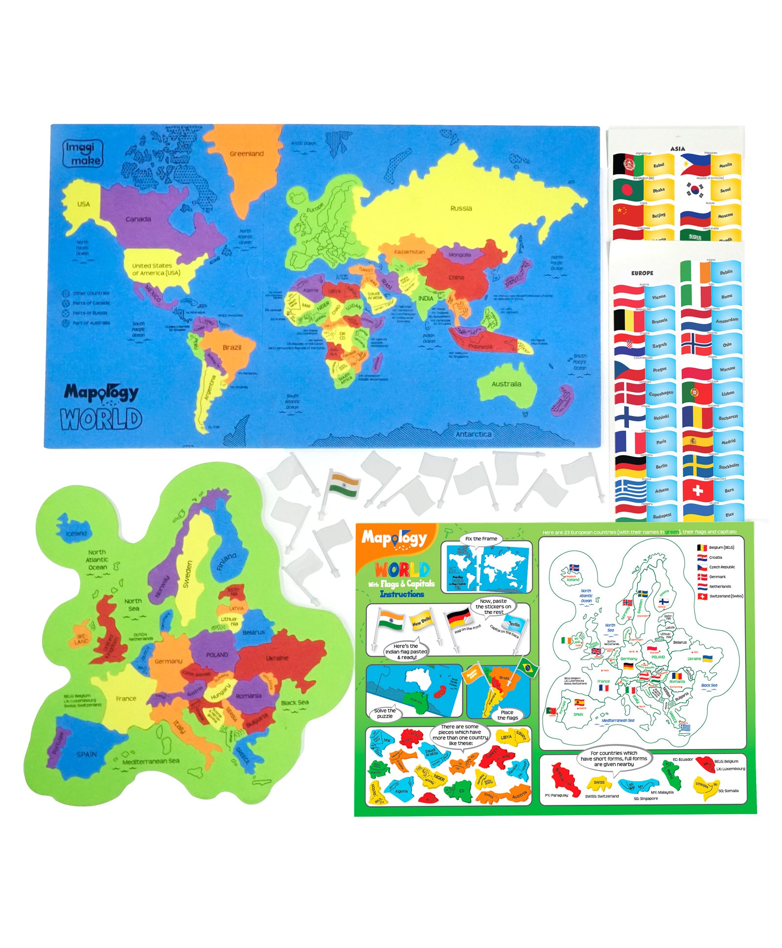 Imagimake Mapology World With Flags and Capitals Multicolour