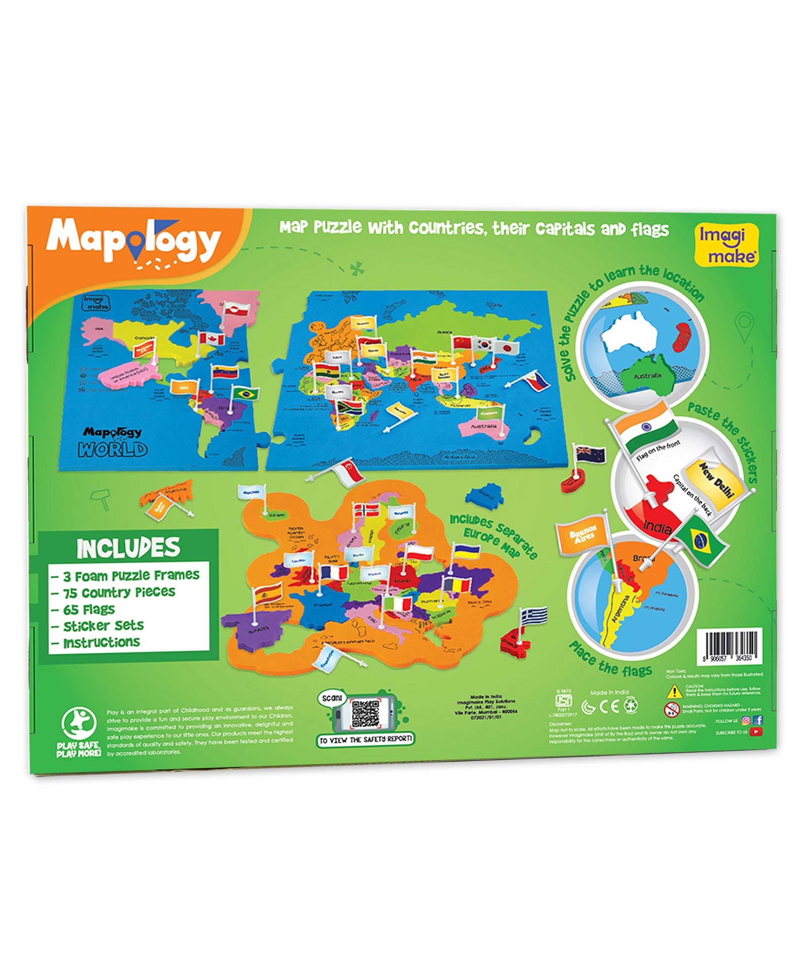 Imagimake Mapology World With Flags and Capitals Multicolour
