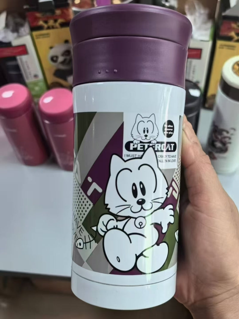 Steel Bottle Peter Cat with Quotes - Cute Cat, Gift for KIDS