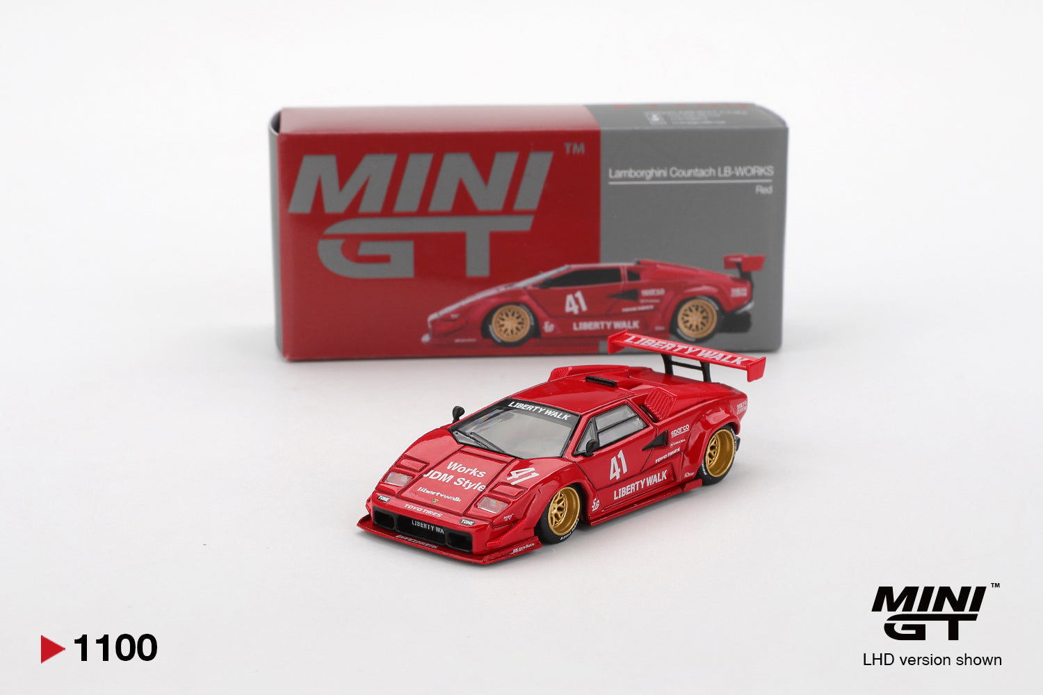 Mini GT Combo Cars Pack of 2 Cars - #1105: Bugatti Bolide Red & #1100 Lamborghini Countach LB