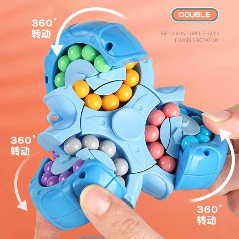 Cots and Cuddles 2-in-1 Triangle Rotating Puzzle & Spinner Magic Bean Fingertip Toy (Random Colour)