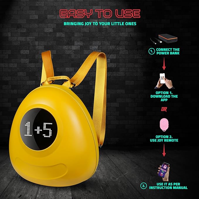 Hookaba: GlowBuddy LED Eyes Kids Backpack,Waterproof IPX5 Premium PU 13 Ltr Capacity For Kids - Multicolor